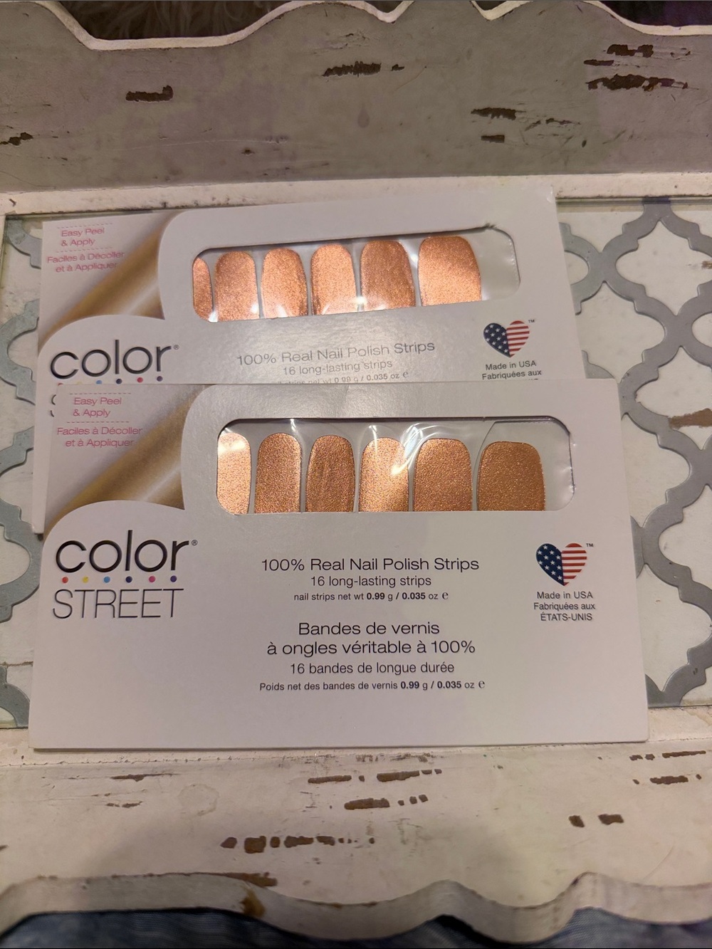 Color Street Rose Gold Metallic Nail Strips - Shimmery Moscow or never set off 2